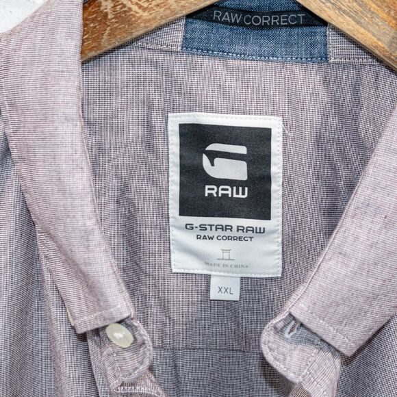 G STAR RAW Correct Men's Button up Shirt in Heather Purple size 2XL - Picture 3 of 6